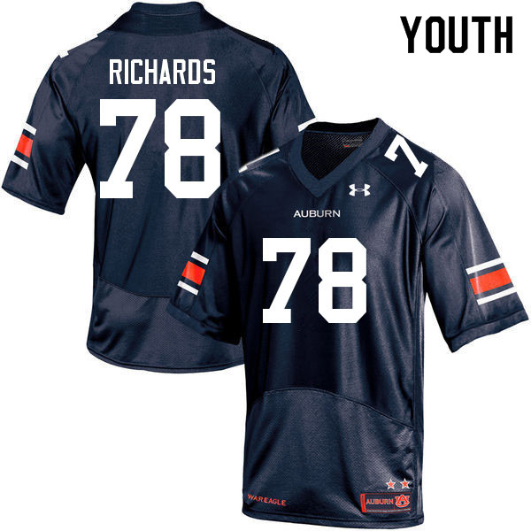 Youth Auburn Tigers #78 Evan Richards Navy 2022 College Stitched Football Jersey